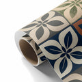 Mediterranean Tile Mural Wallpaper with Watercolor Floral Motifs Mural Wallpaper - room preview 03