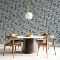 Indigo Scrollwork Mural Wallpaper — Classic Floral Pattern Mural Wallpaper - room preview 03