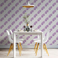 Lilac Floral Geometric Mural Wallpaper — Soft Botanical Pattern Mural Wallpaper - room preview 03
