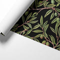 Olive Branch Botanical Mural Wallpaper — Dark Botanical Design Mural Wallpaper - room preview 03