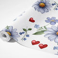 Daisies and Hearts Floral Mural Wallpaper — Whimsical Style Mural Wallpaper - room preview 03