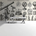 Historical Astronomical Instruments Mural Wallpaper in Ink Black Mural Wallpaper - room preview 03