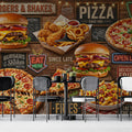 American Diner Fast Food Mural Wallpaper — Retro Culinary Design Mural Wallpaper - room preview 03