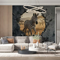 Zebra Safari Concrete Breach Mural Wallpaper — 3D Illusion Style Mural Wallpaper - room preview 03