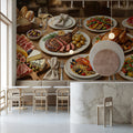 Gourmet Feast Mural Wallpaper —Culinary Dining Room Decor Mural Wallpaper - room preview 03