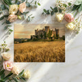 Medieval Castle and Wheat Field Mural Wallpaper at Golden Hour Mural Wallpaper - room preview 03