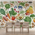 Botanical Superfood Garden Mural Wallpaper in Culinary Illustration Mural Wallpaper - room preview 03