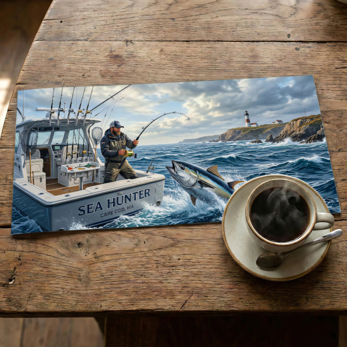 Deep Sea Fishing Adventure Mural Wallpaper — Coastal Nautical Design Mural Wallpaper - room preview 03