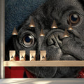Charming Pug in a Beret Mural Wallpaper — Whimsical Portrait Mural Wallpaper - room preview 03