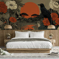 Sunlit Crow and Botanical Garden Mural Wallpaper - room preview 03