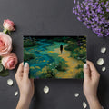 Lone Traveler Meadow Mural Wallpaper — Artistic Landscape Mural Wallpaper - room preview 03
