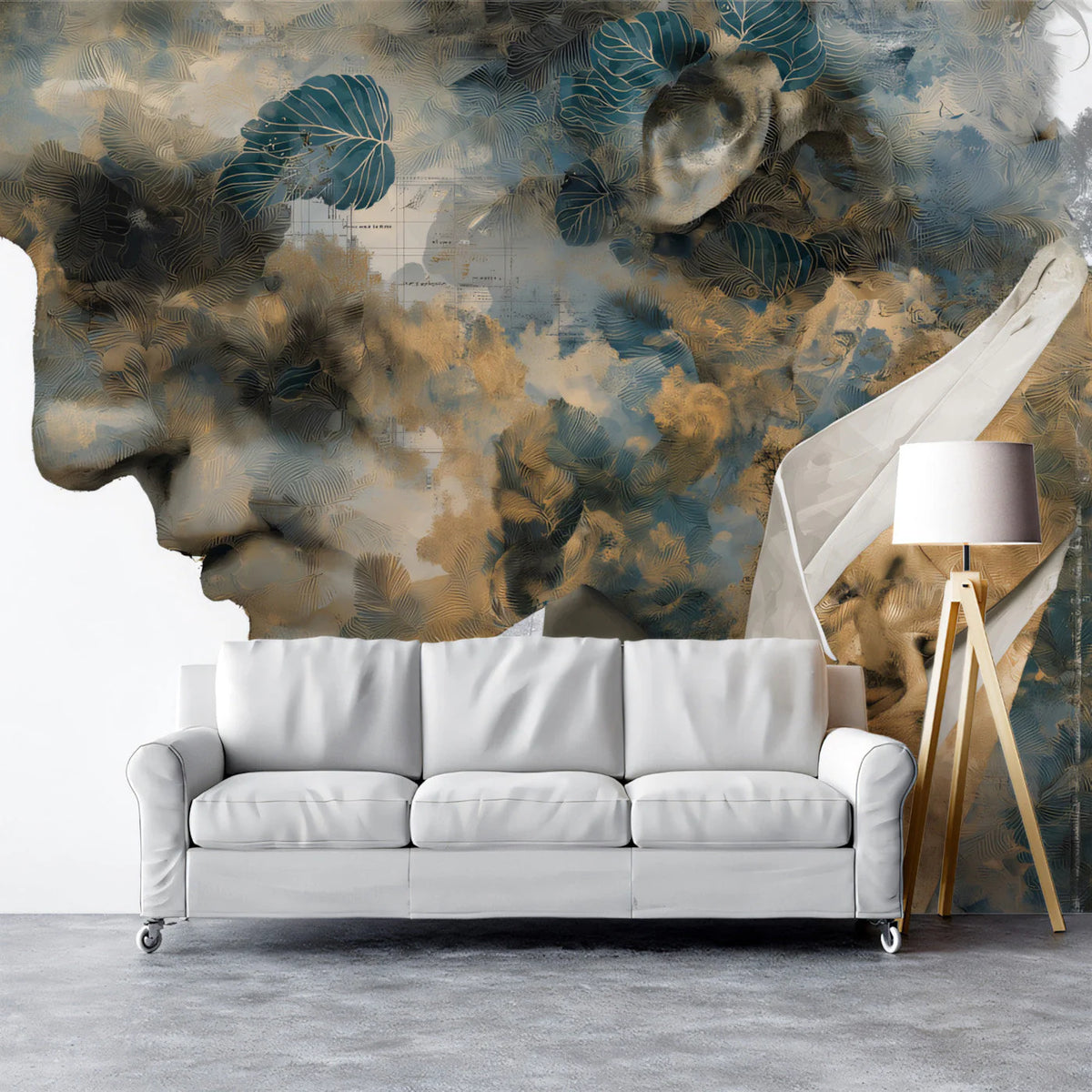 Dual Exposure Profile Mural Wallpaper — Artistic Nature Portrait Mural Wallpaper - room preview 03