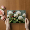 White Pom-Pom Dahlia Mural Wallpaper — Botanical Impressionist Art Mural Wallpaper - room preview 03
