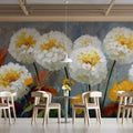 Impressionistic Marigold Bloom Mural Wallpaper in Yellow and Grey Mural Wallpaper - room preview 03
