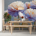 Impressionist Peony Floral Mural Wallpaper — Soft Artistic Bloom Mural Wallpaper - room preview 03