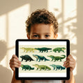 Vintage Alligator Study Mural Wallpaper in Earthy Greens Mural Wallpaper - room preview 03