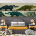 Friendly Crocodile Parade Mural Wallpaper — Whimsical Nature Design Mural Wallpaper - room preview 03