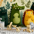 Friendly Forest Crocodile Mural Wallpaper —Whimsical Kids Pattern Mural Wallpaper - room preview 03