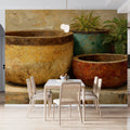 Rustic Ceramic Pot Mural Wallpaper — Oil Painting Still Life Mural Wallpaper - room preview 03