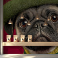 Charming Pug in Beret Mural Wallpaper — Whimsical Pet Portrait Mural Wallpaper - room preview 03