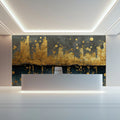 Gilded Skyline Mural Wallpaper — Abstract Gold and Charcoal Mural Wallpaper - room preview 03