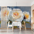Impressionist White Peony Mural Wallpaper with Golden Centers Mural Wallpaper - room preview 03