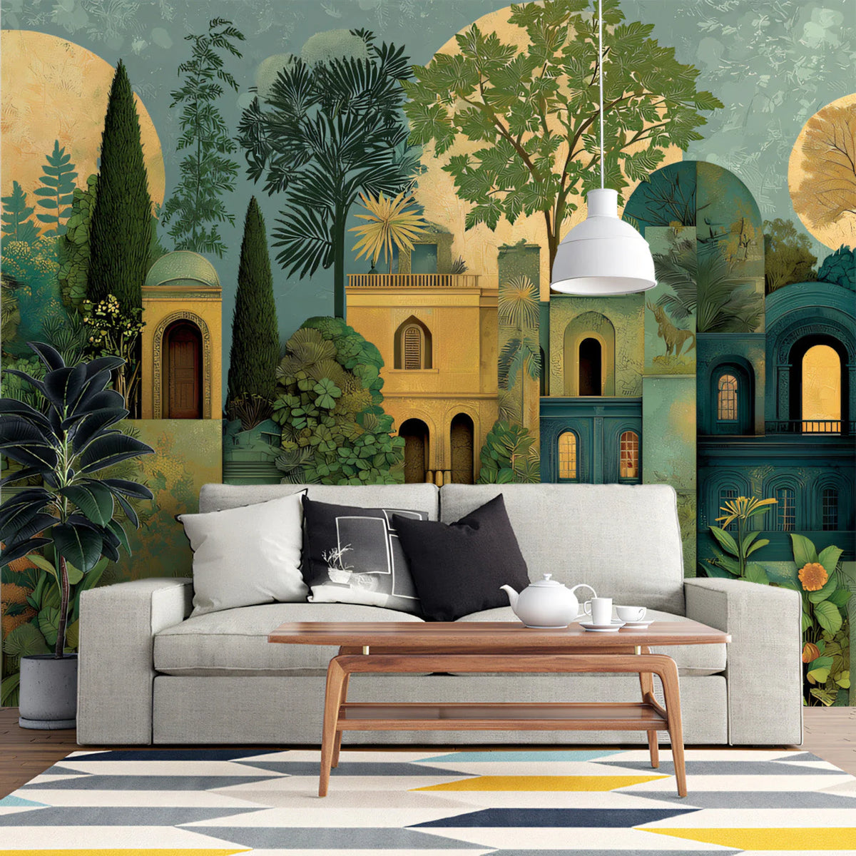 Mediterranean Garden Architectural Mural Wallpaper - room preview 03