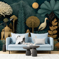 Stork and Ancient Architecture Mural Wallpaper — Nocturnal Garden Mural Wallpaper - room preview 03