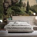 Vintage Steam Train Mountain Landscape Mural Wallpaper - room preview 03