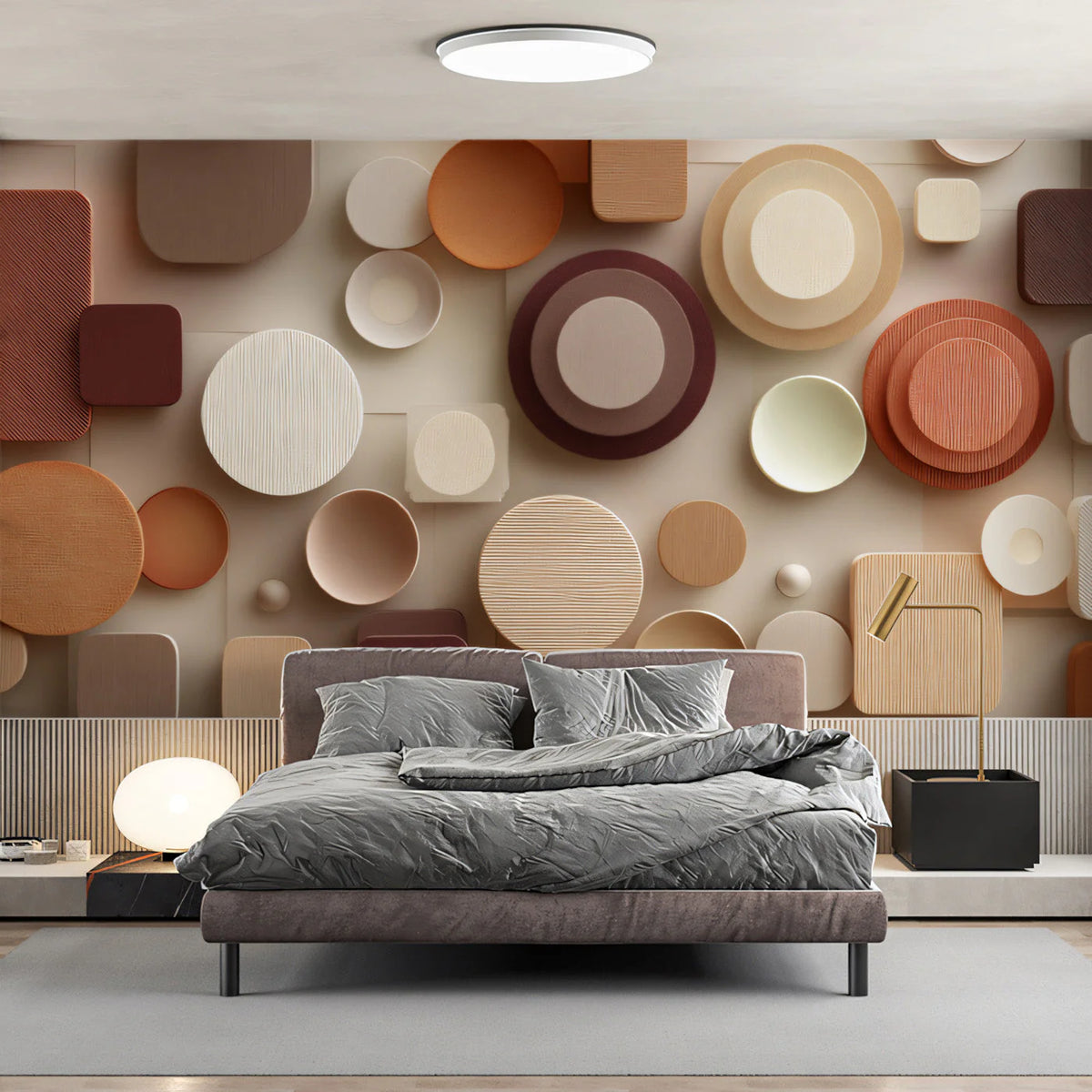 Abstract Geometric Textured Mural Wallpaper in Warm Earth Tones Mural Wallpaper - room preview 03