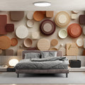 Abstract Geometric Textured Mural Wallpaper in Warm Earth Tones Mural Wallpaper - room preview 03