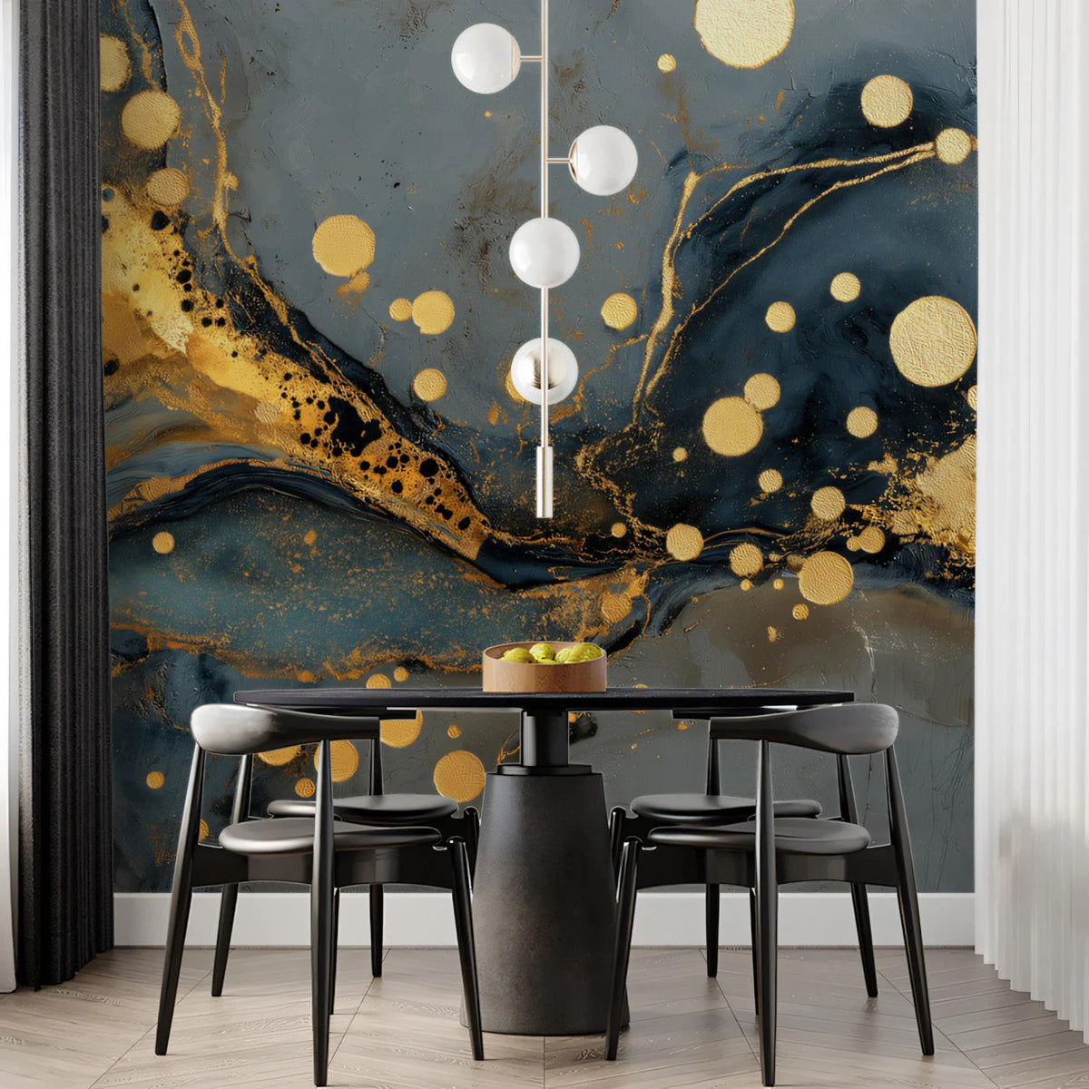 Abstract Gold and Slate Marble Mural Wallpaper — Modern Luxury Mural Wallpaper - room preview 03