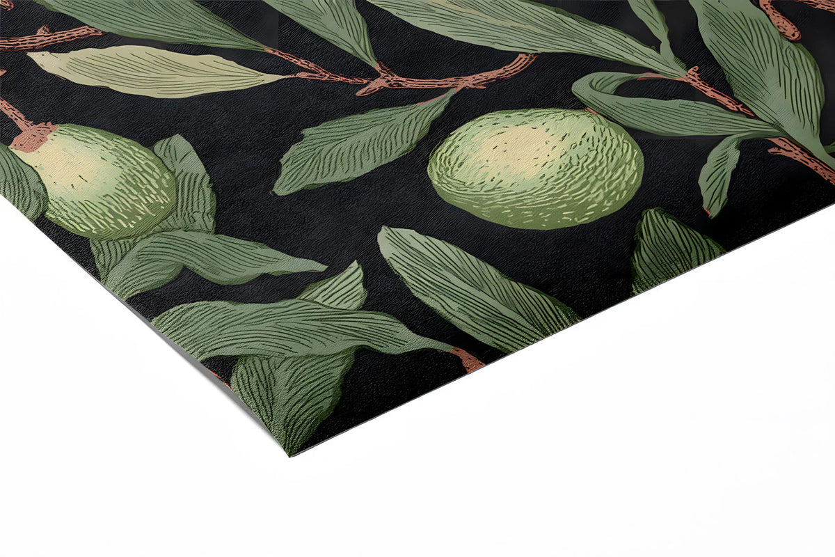 Olive Branch Botanical Mural Wallpaper — Midnight Orchard Design Mural Wallpaper - room preview 03