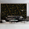 Gilded Olive Branch Mural Wallpaper in Deep Charcoal Mural Wallpaper - room preview 03