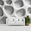 Organic Cellular 3D Mural Wallpaper — Modern White Abstract Design Mural Wallpaper - room preview 03