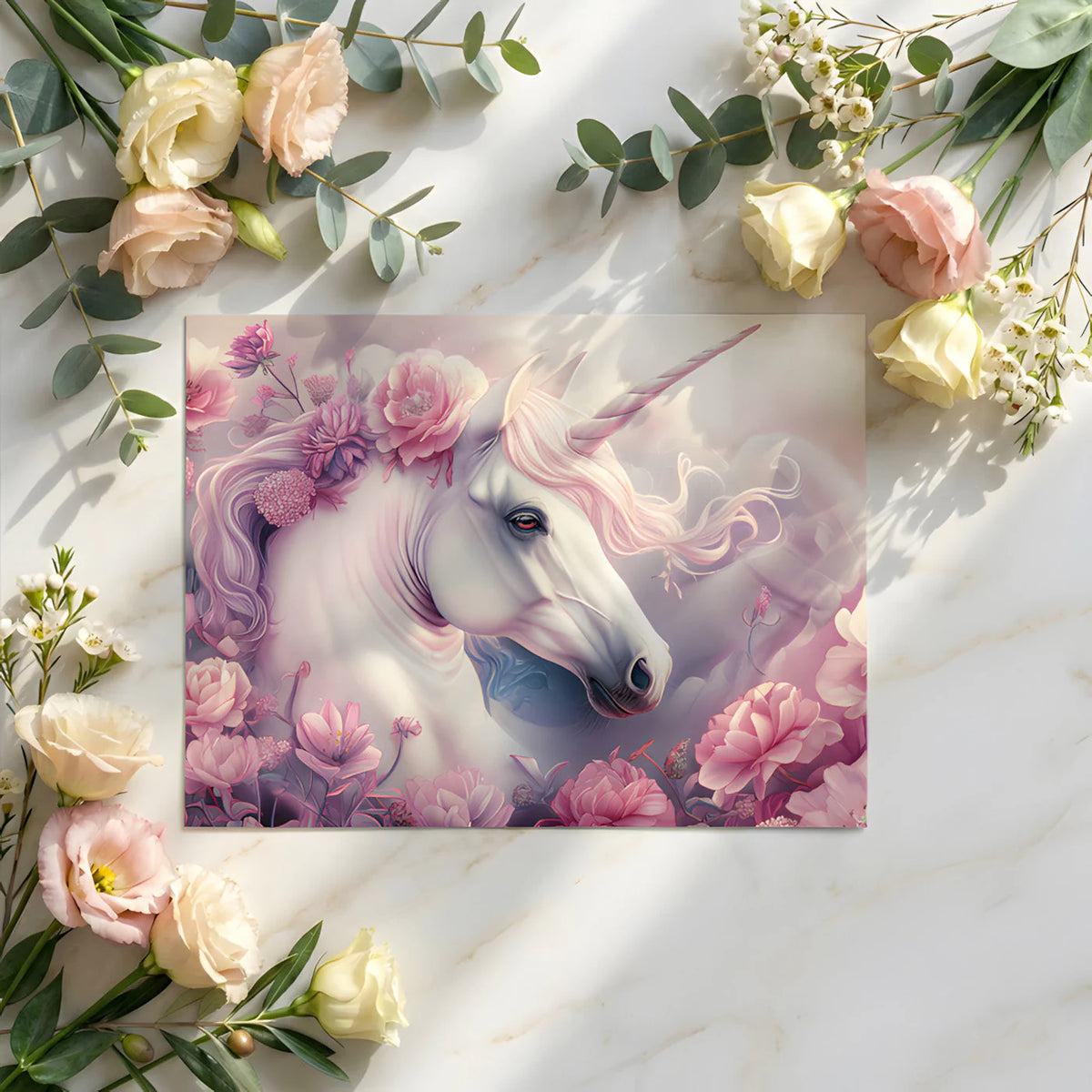 Unicorn Floral Fantasy Mural Wallpaper — Dreamy Pastel Wall Art Mural Wallpaper - room preview 03
