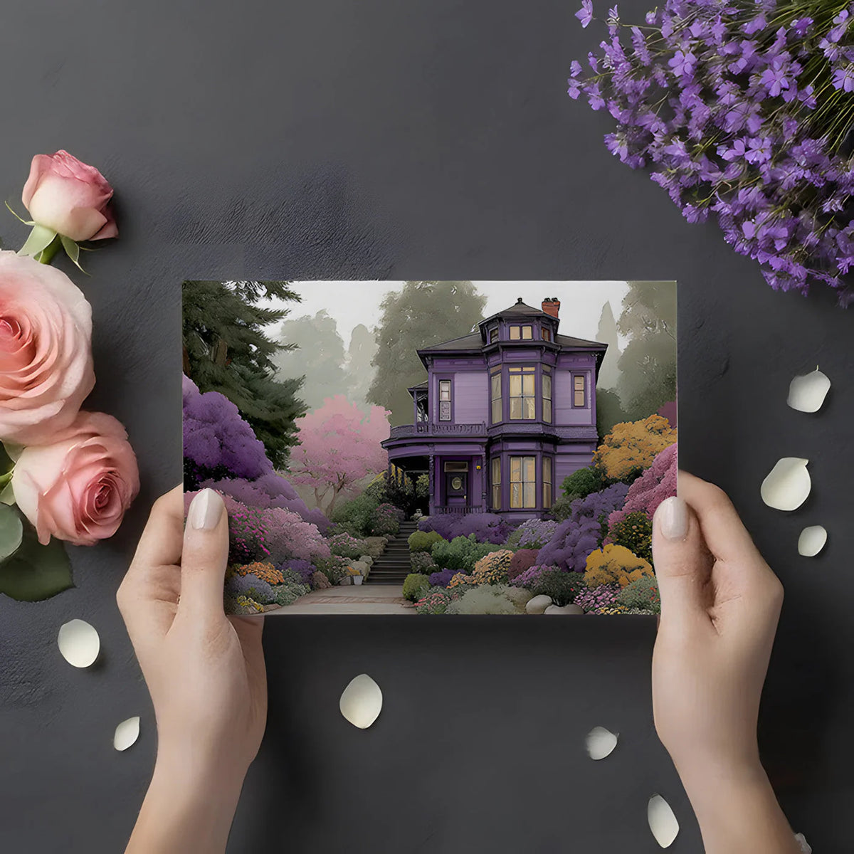 Victorian Garden Estate Mural Wallpaper — Whimsical Floral Scene Mural Wallpaper - room preview 03