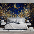 Stained Glass Night Forest Mural Wallpaper with Golden Moon Mural Wallpaper - room preview 03
