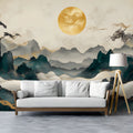 Golden Dragon Peaks Mural Wallpaper — Oriental Artistic Style Mural Wallpaper - room preview 03