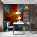 Stained Glass Floral Mural Wallpaper — Artistic Botanical Design Mural Wallpaper - room preview 03