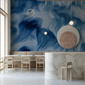 Abstract Swirling Blue Wave Mural Wallpaper — Fluid Art Design Mural Wallpaper - room preview 03