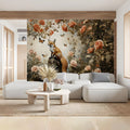 Fox and Wild Rose Garden Mural Wallpaper — Whimsical Floral Mural Wallpaper - room preview 03