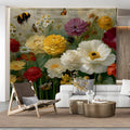 Botanical Study Garden Mural Wallpaper with Vintage Script Details Mural Wallpaper - room preview 03