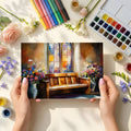 Stained Glass Floral Watercolor Mural Wallpaper - room preview 03