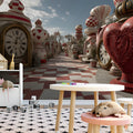 Wonderland Chess Board Mural Wallpaper — Whimsical Fantasy Design Mural Wallpaper - room preview 03