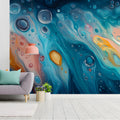 Oceanic Swirl Abstract Mural Wallpaper — Fluid Motion Art Mural Wallpaper - room preview 03