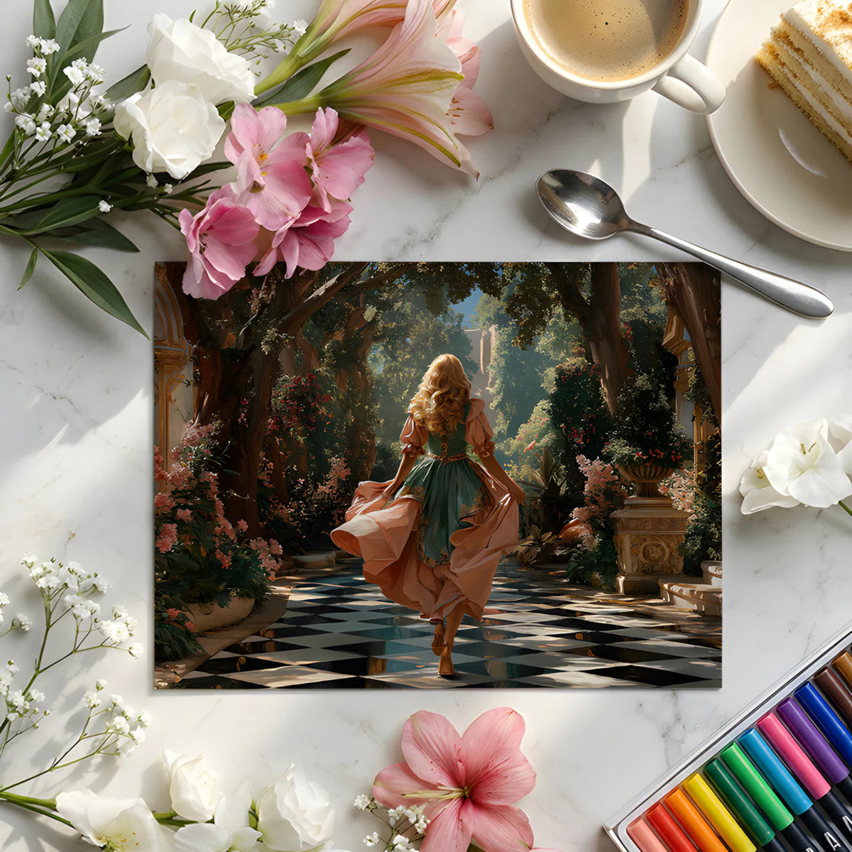 Enchanted Garden Path Mural Wallpaper — Romantic Fantasy Scene Mural Wallpaper - room preview 03