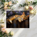 Sleeping Tabby Cat Floral Mural Wallpaper —Oil Painting Style Mural Wallpaper - room preview 03