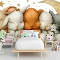 Sleeping Bunnies Mural Wallpaper — Whimsical Nursery Wall Decor Mural Wallpaper - room preview 03