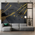 Black and Gold Splatter Mural Wallpaper — Dramatic Abstract Mural Wallpaper - room preview 03